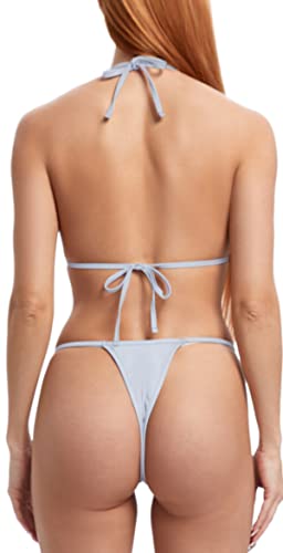 Silver Reflective Rave Triangle Top Thong Metallic Bikini