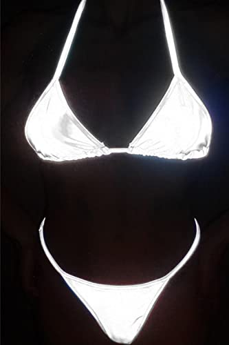 Silver Reflective Rave Triangle Top Thong Metallic Bikini