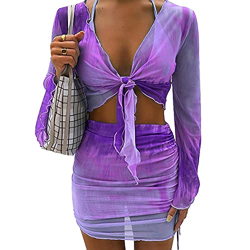 SHESEEWORLD Women's Sexy 2 Piece Sheer Outfit