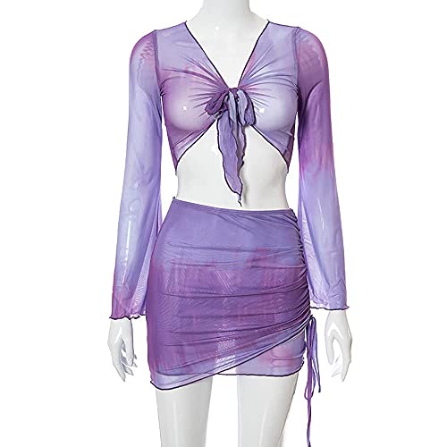 SHESEEWORLD Women's Sexy 2 Piece Sheer Outfit