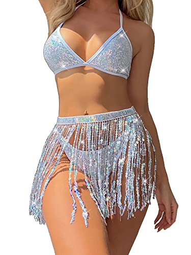 FlatterMe 3pack Sequin Fringe Bikini Set