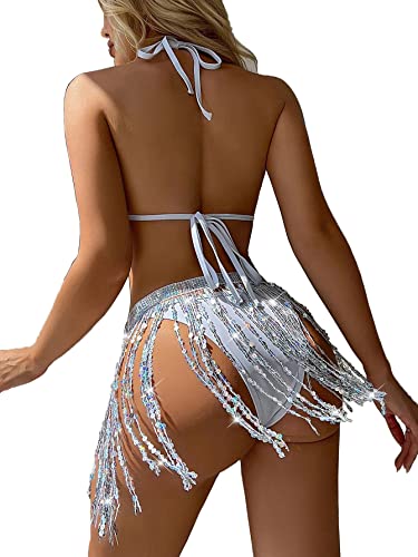 FlatterMe 3pack Sequin Fringe Bikini Set