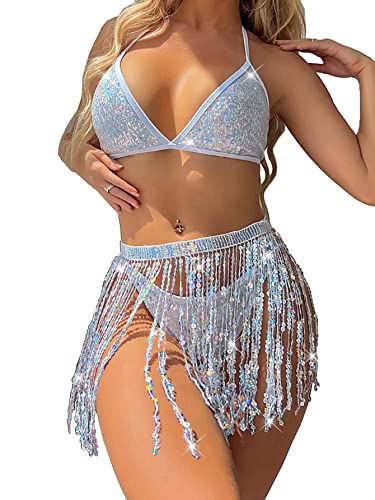 FlatterMe 3pack Sequin Fringe Bikini Set