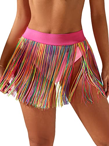 Verdusa Fringe High Waisted Mini Skirt - Multicolor