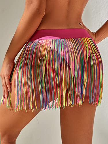 Verdusa Fringe High Waisted Mini Skirt - Multicolor