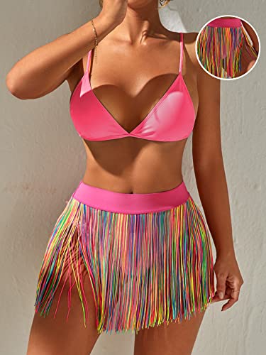 Verdusa Fringe High Waisted Mini Skirt - Multicolor