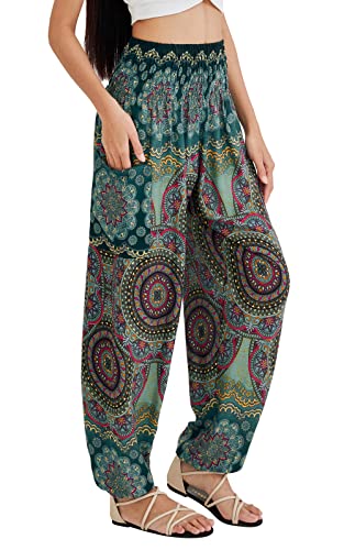 Green Boho Harem Pants - Women's Yoga Clothes