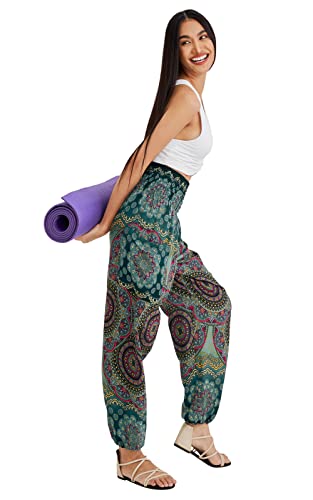 Green Boho Harem Pants - Women's Yoga Clothes