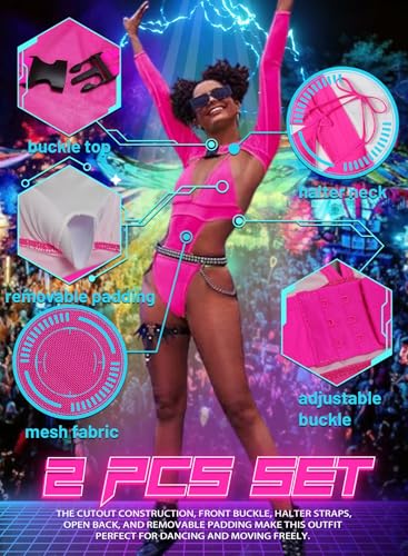 Women's Neon Bodysuit Set for EDC Festival Parties