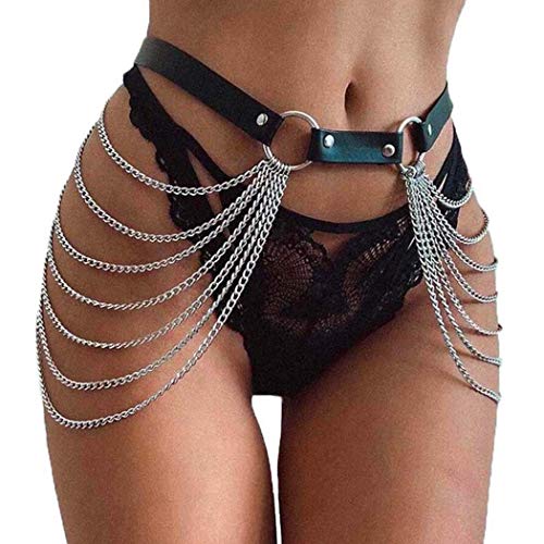 Victray Punk Black Waist Chain Leather Body Jewelry