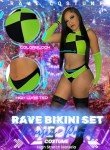 Shego Costume Rave Outfit Swimsuit Bikini Set