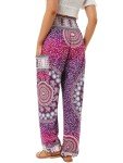 Rose Red High Waist Yoga Boho Harem Pants