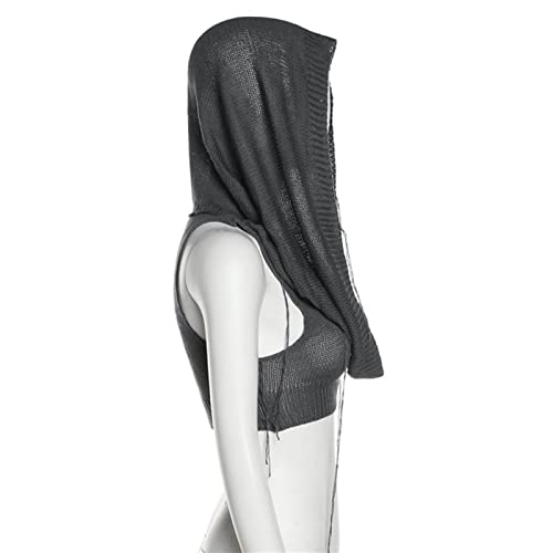 Caviotess Women Knitted Crop Top Hoodie Sweater for Raves