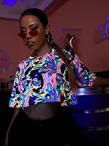 Reflective Crop Top for Women's EDM Shows & Outfits