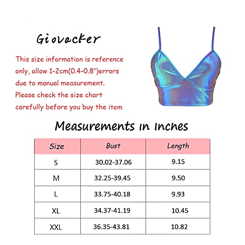 Giovacker Reflective Crop Top for Festival Rave Girls