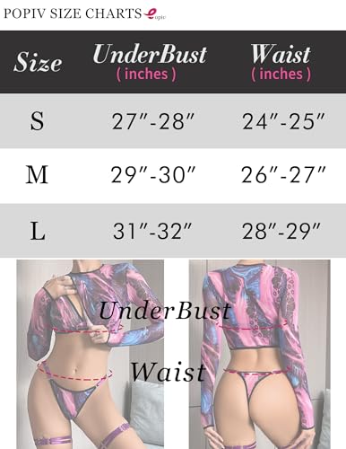 popiv Women 4 Piece Sexy Mesh Rave Outfit