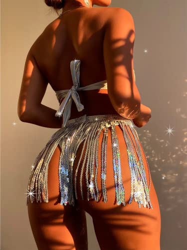 Women's EDC Festival Metallic Holographic Rave Outfit 3pc