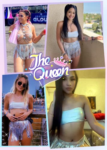 Women's EDC Festival Metallic Holographic Rave Outfit 3pc