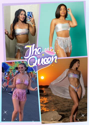 Women's EDC Festival Metallic Holographic Rave Outfit 3pc