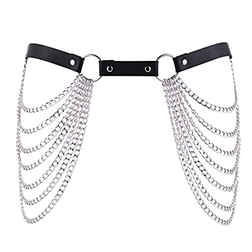 Victray Punk Black Waist Chain Leather Body Jewelry