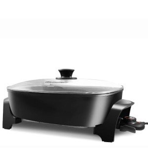 Non-Stick Electric Skillet with Glass Lid, 10.5Qt