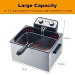 Tesslux 5.3 Quart Electric Deep Fryer with Basket