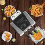 Large Electric Deep Fryer with 3 Baskets and Lid