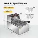 VIVOHOME 2500W Electric Fish Fryer, 10.6 QT