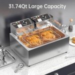 TANGME 31.7Qt Triple Basket Deep Fryer