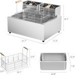 TANGME 31.7Qt Triple Basket Deep Fryer