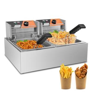 Dual Tank 20L Electric Deep Fryer with Baskets