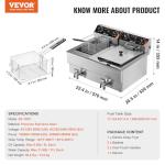 VEVOR 11L Stainless Steel Double Pot Fryer