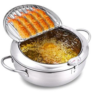 Stainless Steel Tempura Fryer with Lid 9.4
