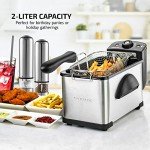 OVENTE 2L Electric Deep Fryer with Lid and Filter