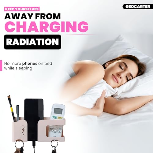 Wall Mount Mobile Holder | Remote Organizer with Charger Stand