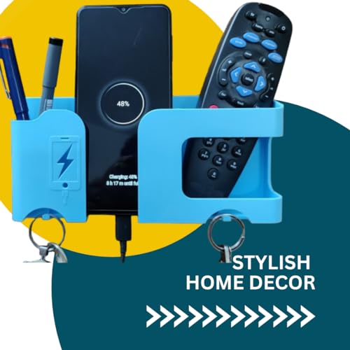 Wall Mount Mobile Holder | Remote Organizer with Charger Stand