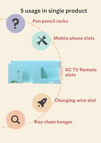 Wall Mount Mobile Holder | Remote Organizer with Charger Stand