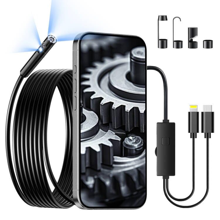Dual-Lens Endoscope Camera with Light & 1920P Resolution