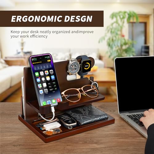 Pinzoveno Wood Phone Docking Station Key Holder Stand