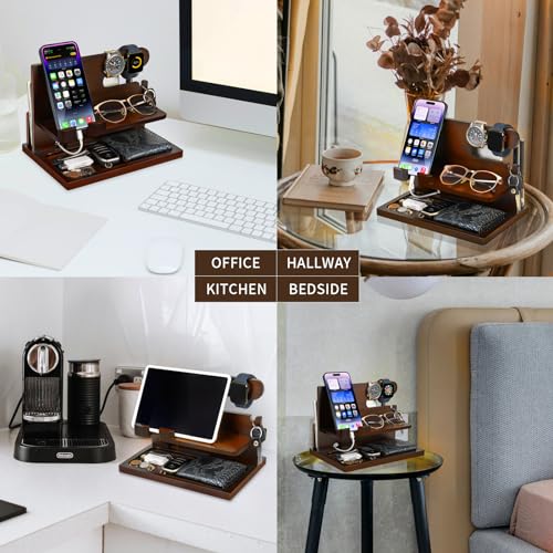 Pinzoveno Wood Phone Docking Station Key Holder Stand