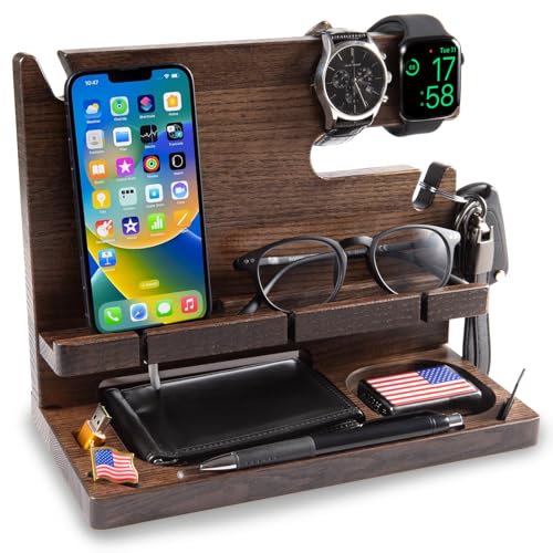 Wood Docking Station for Cell Phone, Tablet, Wallet