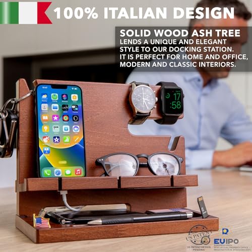 Wood Docking Station for Cell Phone, Tablet, Wallet