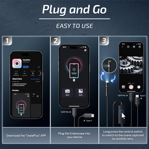 Dual-Lens Endoscope Camera with Light & 1920P Resolution