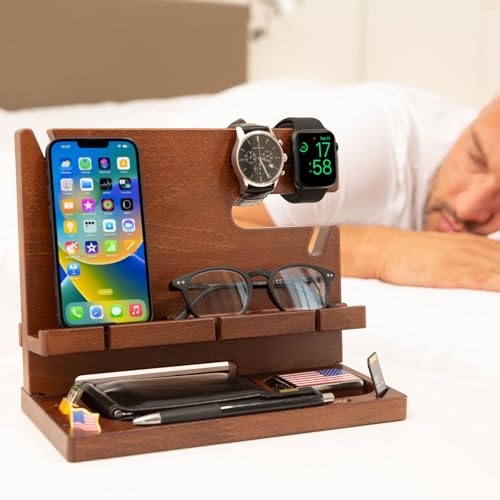 Wood Docking Station for Cell Phone, Tablet, Wallet