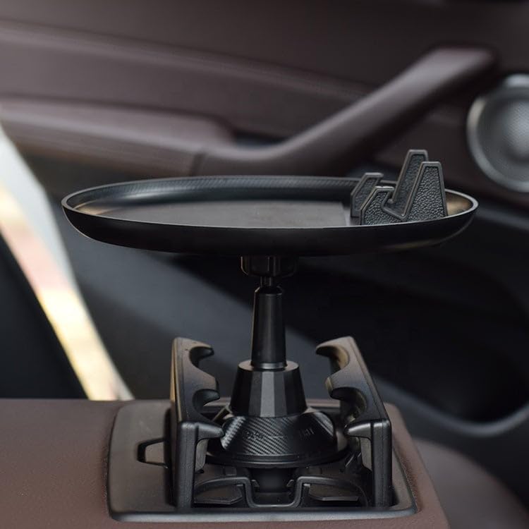Swivel Car Cup Holder Tray with Phone Slot