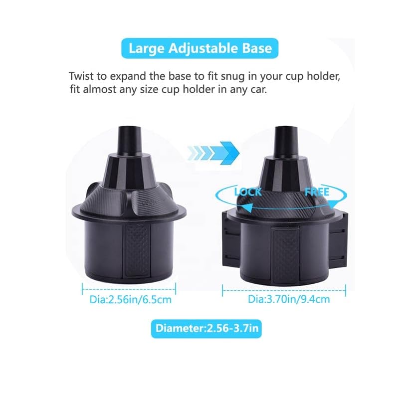 Swivel Car Cup Holder Tray with Phone Slot