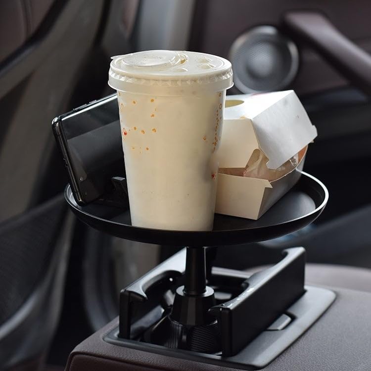 Swivel Car Cup Holder Tray with Phone Slot