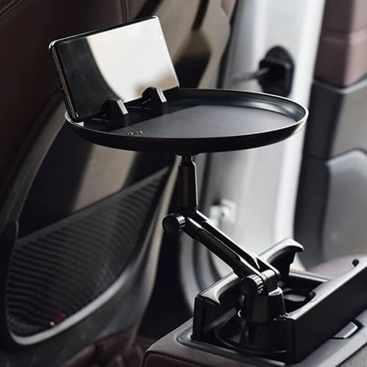Swivel Car Cup Holder Tray with Phone Slot