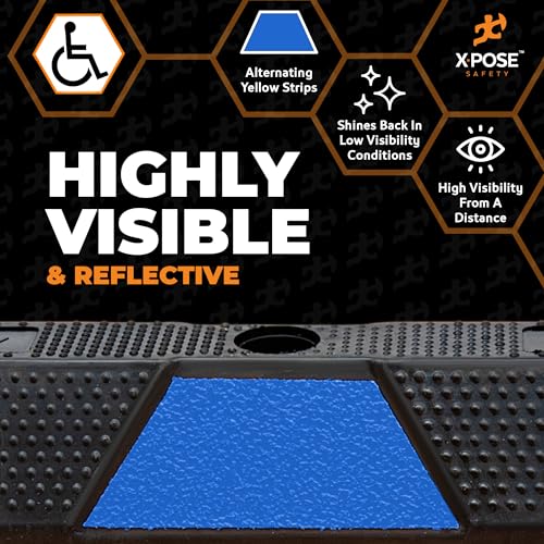 72" Heavy Duty Rubber Car Parking Stopper with Blue Reflective Strips