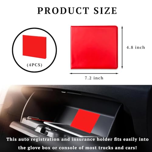 4 PCS Car Registration & Insurance Holder, Red
